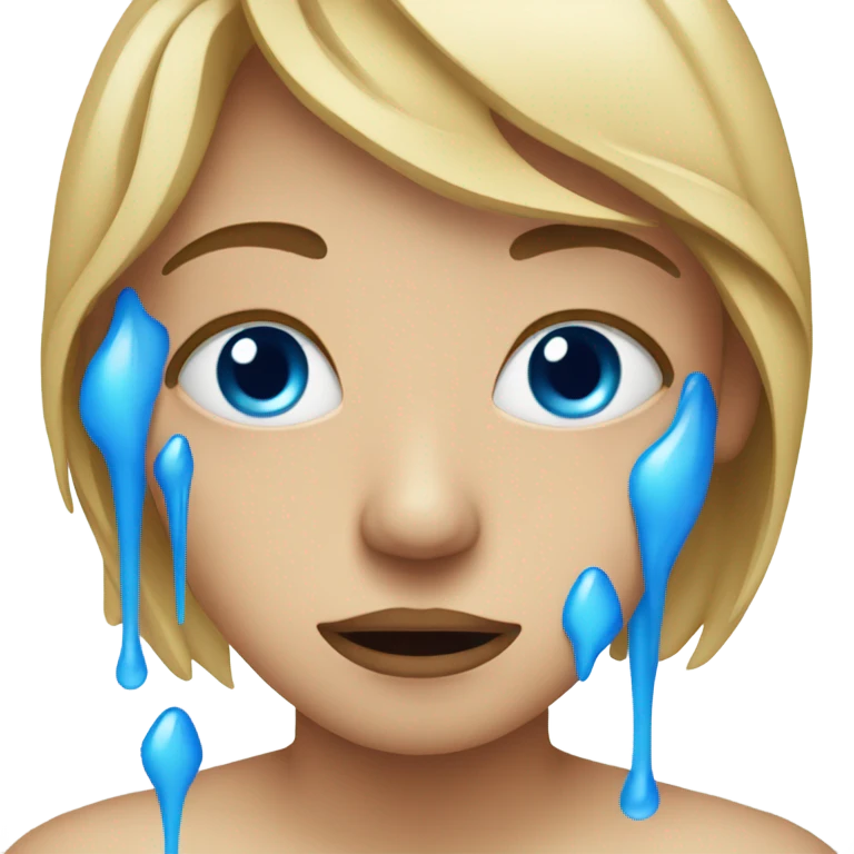 Person bawling with blue tears rolling down their devastated face emoji