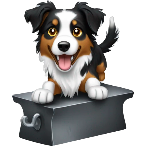 Anvil with Jumping Australian shepherd  emoji