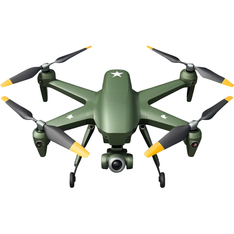 Military drone sticker, tactical UAV, army green color, strong and powerful look, minimal detail, flat vector illustration, white outline, transparent background emoji