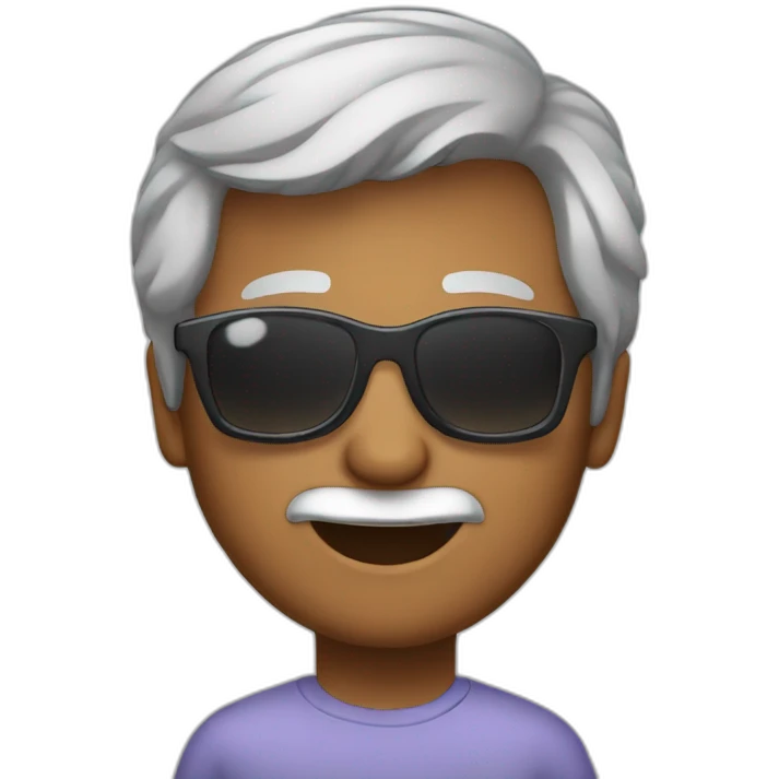 50 years with gray hair, sunglass emoji