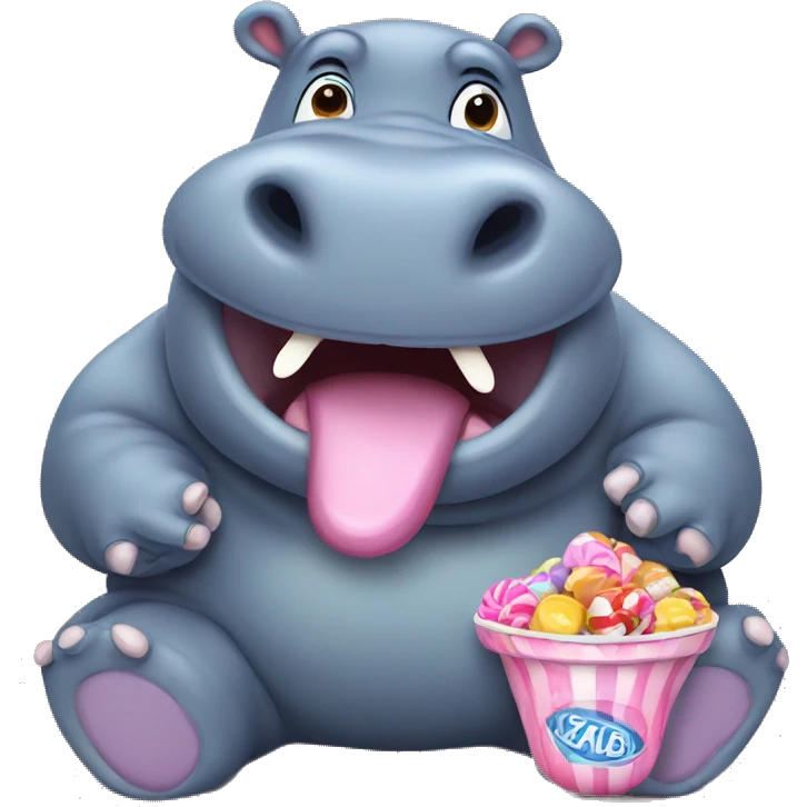 Hippo eating a candy emoji