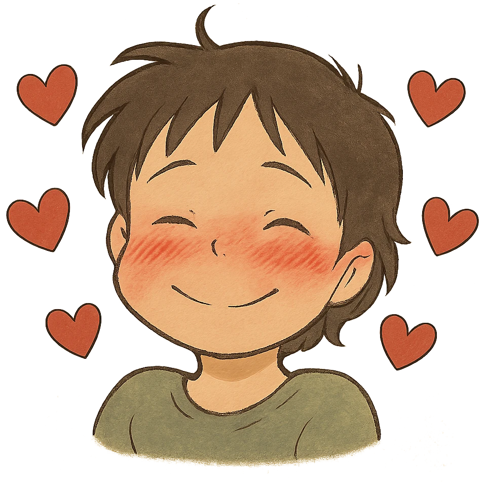 blushing face with hearts around it emoji