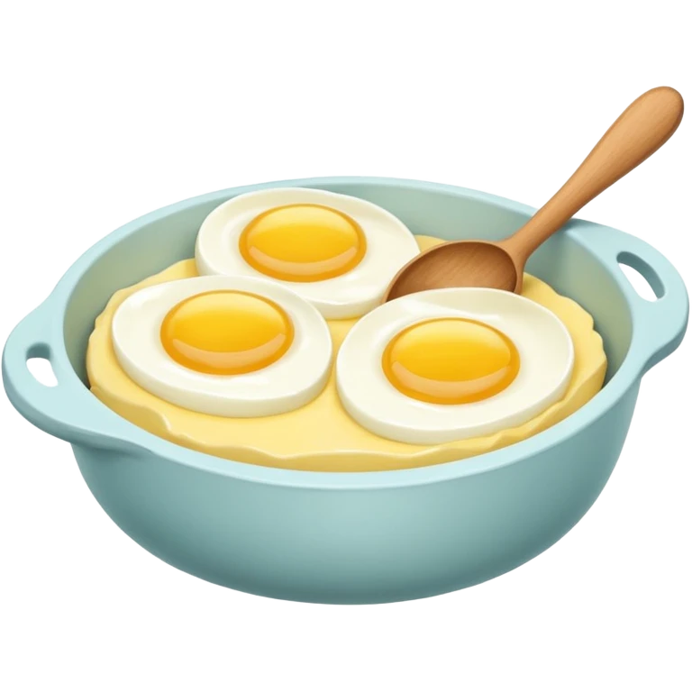 A carton of eggs, butter and a cream ceramic baking bowl with a wooden spoon in it emoji