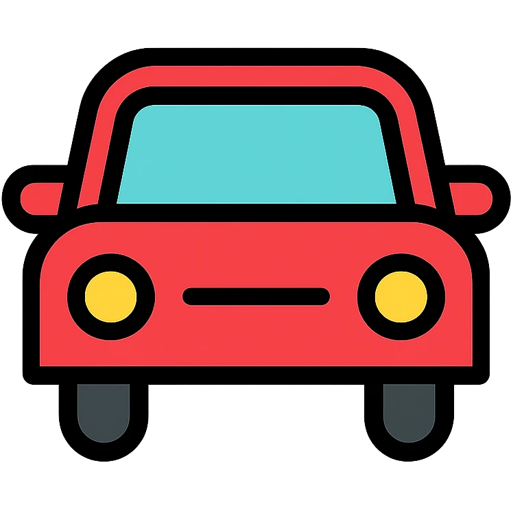 car, lineal color outlined icon style, clean black outlines with color fill, modern and friendly look emoji