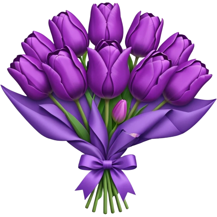 purple tulip bouquet with purple paper wrap emoji