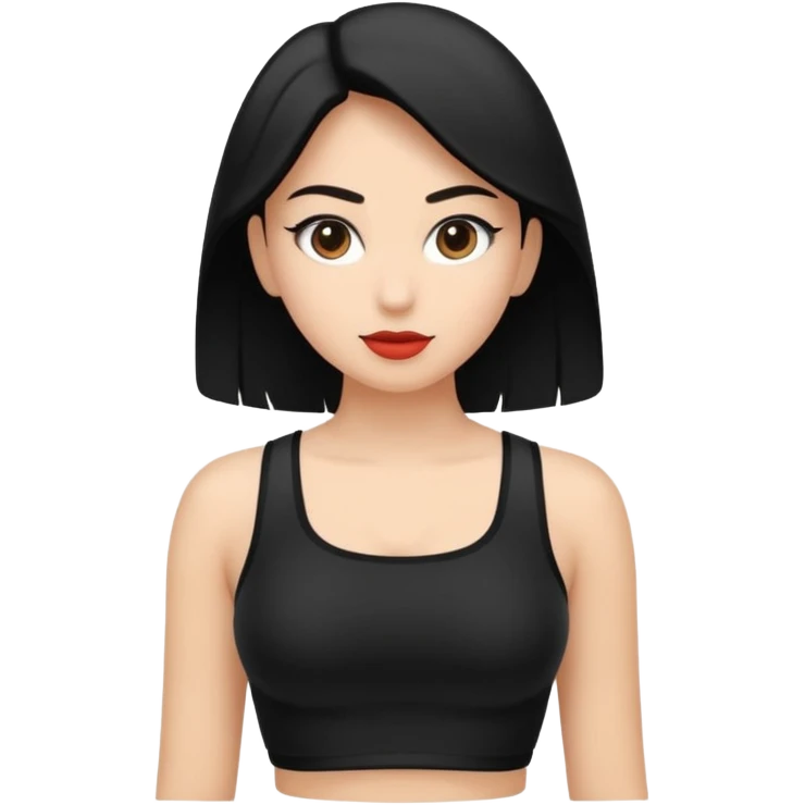 Siyah uzun saçlı siyah ceket  polar ceket ceket gevşek biraz omzundan çıkıyormuş gibi ve bugday ten rengi soltaraftaki omzundan çıkık sadece içinde de siyah crop var crop  emoji