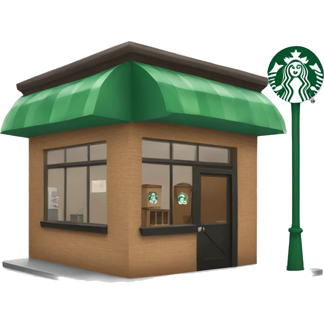 One coffee shop building with one starbucks logo no fonts emoji