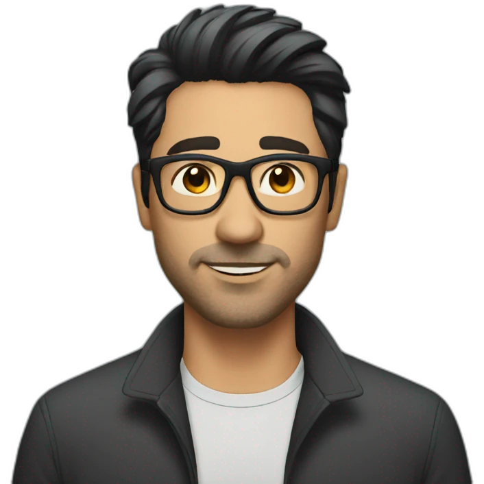Male therapist dark flat hair glasses emoji