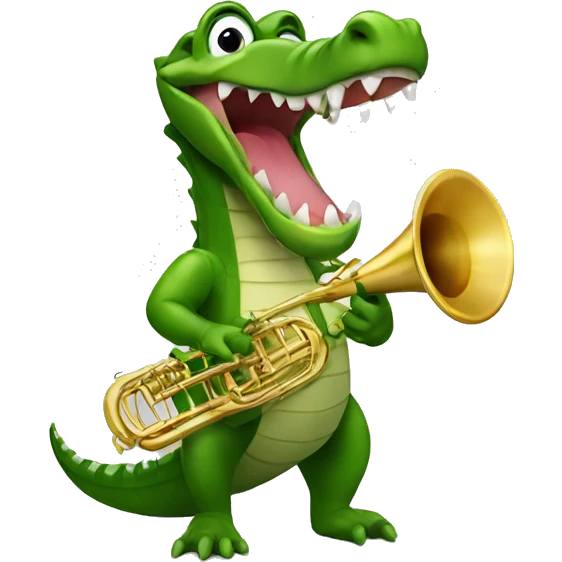 Alligator with French horn emoji