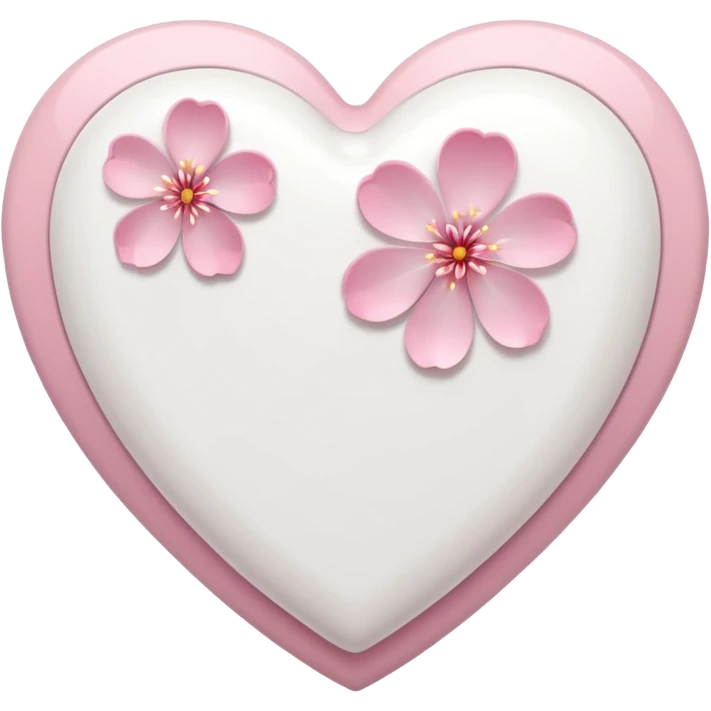 white heart with pink sakura blossom emoji