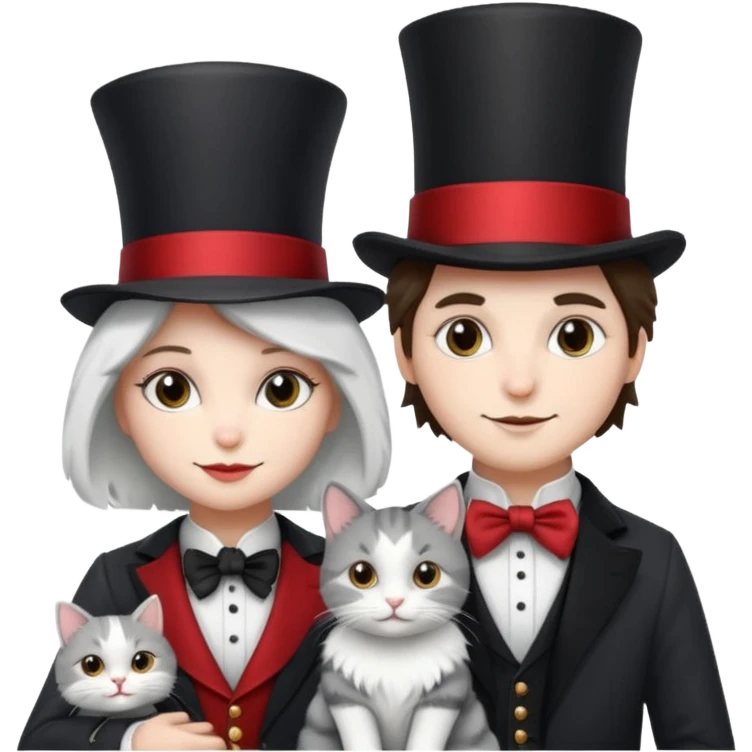 magician couple and their pet cat emoji