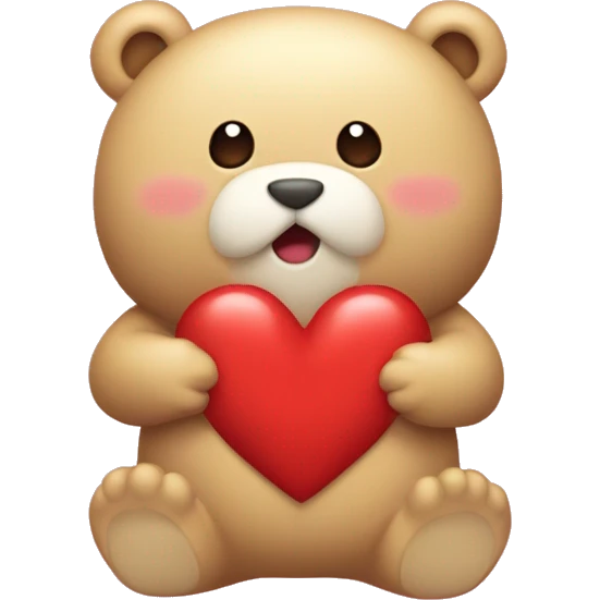 a bisounours with a red hearth in it body emoji