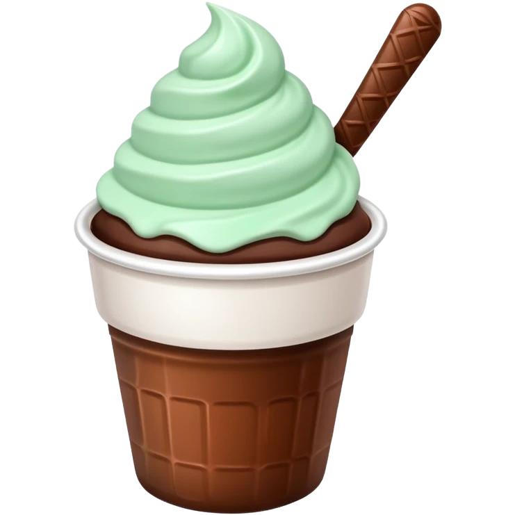 white cup with mint and chocolate ice cream emoji