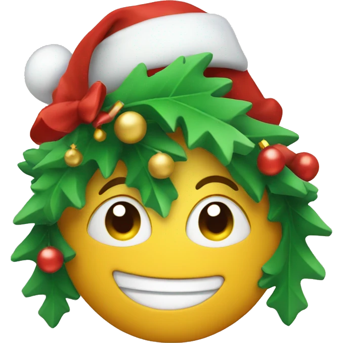 smiling emoji with christmas hat emoji