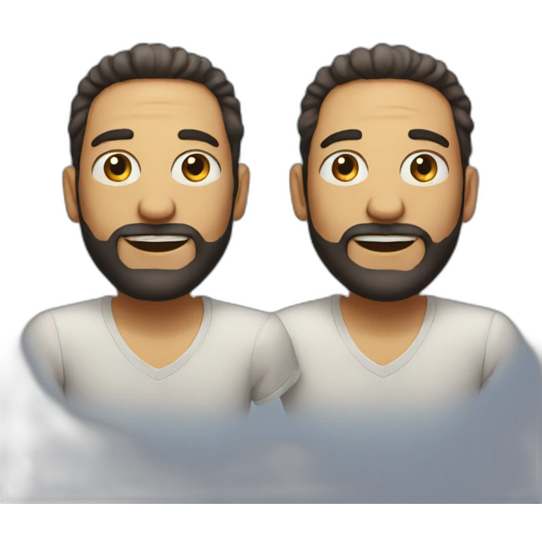 Identical twins balds and bearded celebrating birthday  emoji