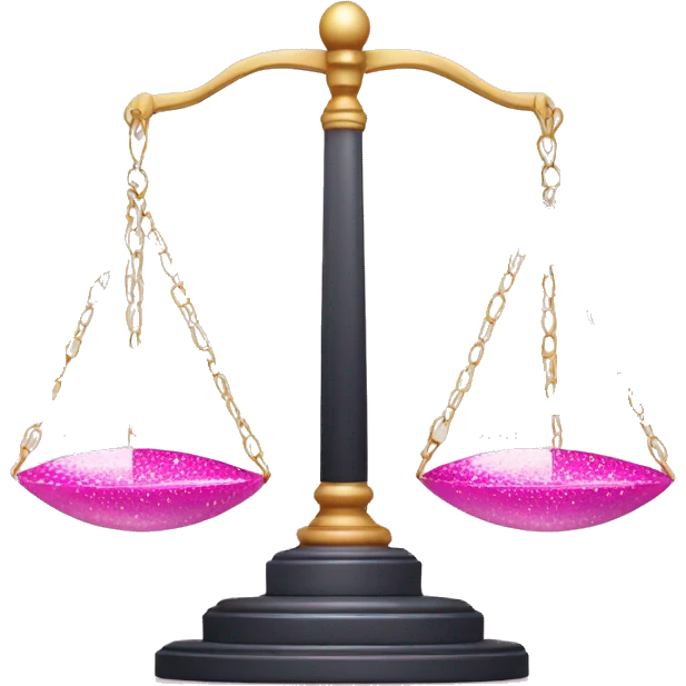Pink balance scale with sparkles emoji