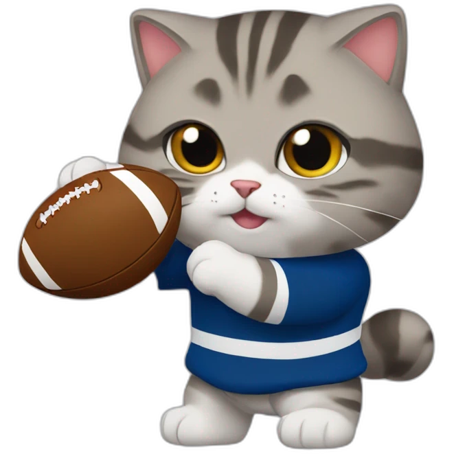 tabby scottish fold playing rugby emoji