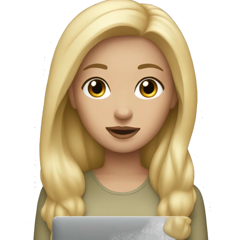 Blonde girl with Mac book pro emoji
