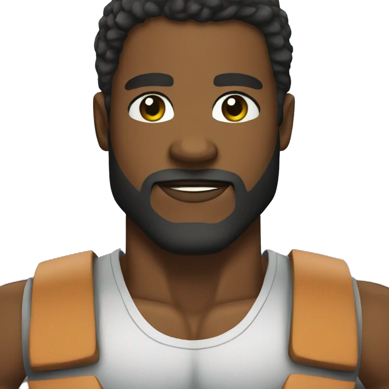 African American Guy with muscles and beard emoji