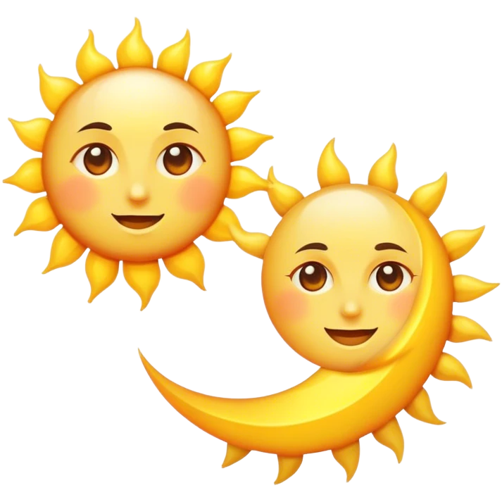 a really bright sun and a moon who shines because of it. the sun is bigger and the moon bright too emoji