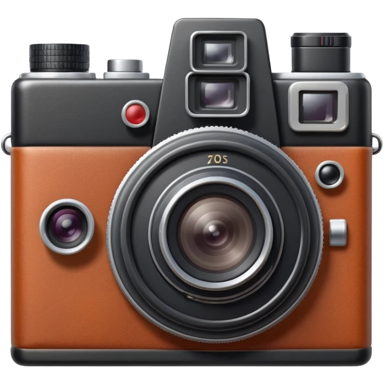 retro camera object icon, vintage photo camera, leather texture, big lens, cute 3D cartoon, mobile game icon style, clean background, no text, no watermark
  emoji