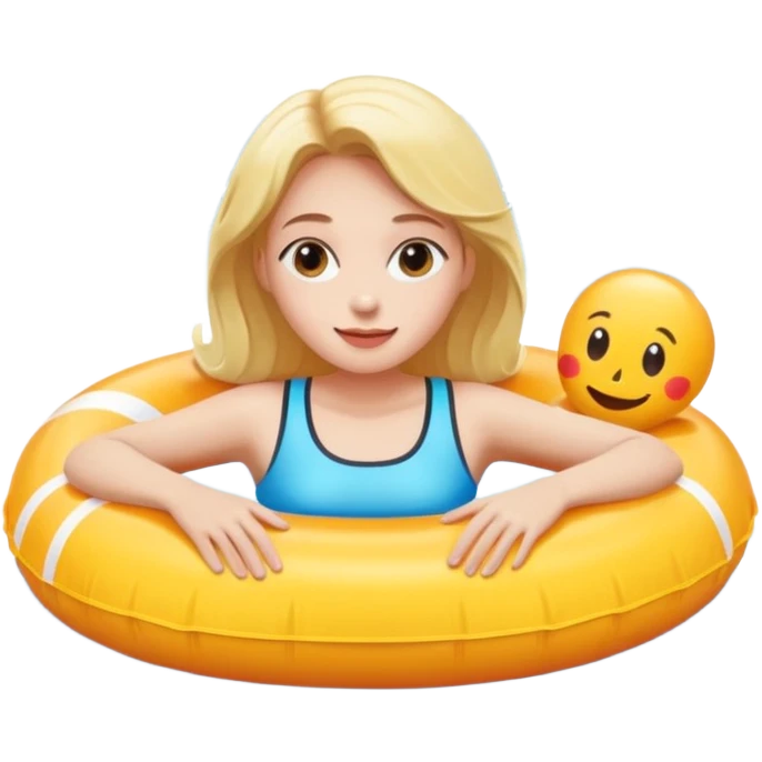 Woman floating in a floatie at the lake emoji