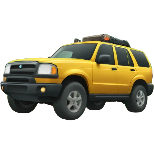 an adventurous SUV passing through forest places emoji