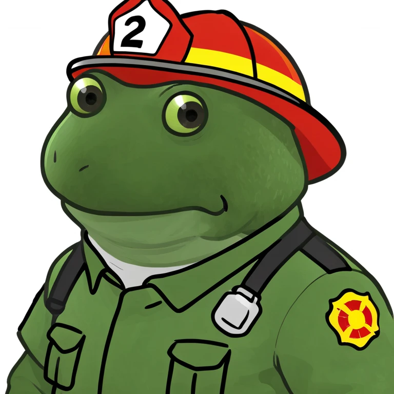 bufo in a fire fighter suit emoji