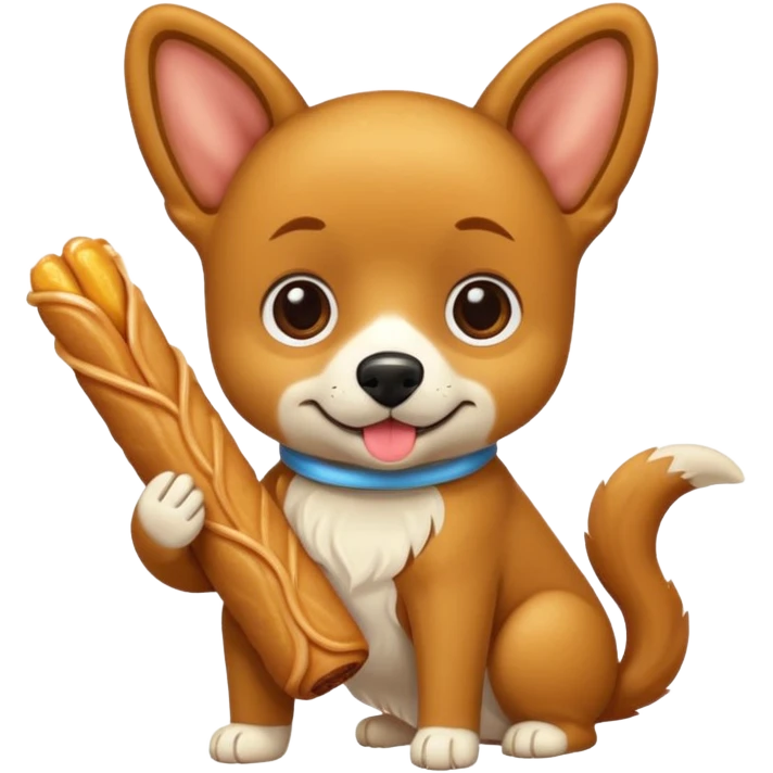 Un perrito viendo un churro emoji