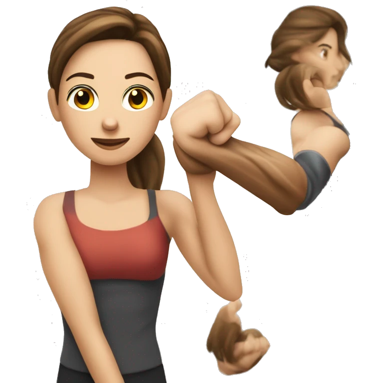 Woman arm muscles, fit Caucasian woman, brunette  emoji