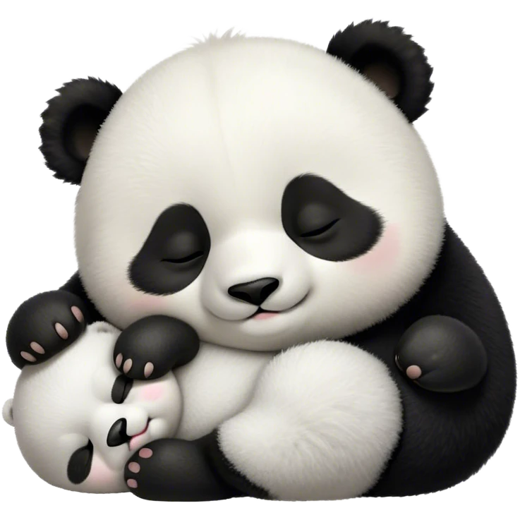 Meme-Worthy Cute Sleeping Baby Panda Portrait Emoji, Head resting peacefully with a contented smile, showcasing a tiny, irresistibly fluffy build and a luxuriously soft black and white Fur, eyes shut in a serene, restful nap, Simplified yet hilariously adorable features, highly detailed, glowing with a soft, drowsy light, high shine, relaxed and utterly lovable, stylized with an air of playful laziness, bright and heartwarming, soft glowing outline, capturing the essence of a comically sleepy baby panda, so meme-worthy it feels like it could instantly become the next viral sensation of adorable slumber! emoji