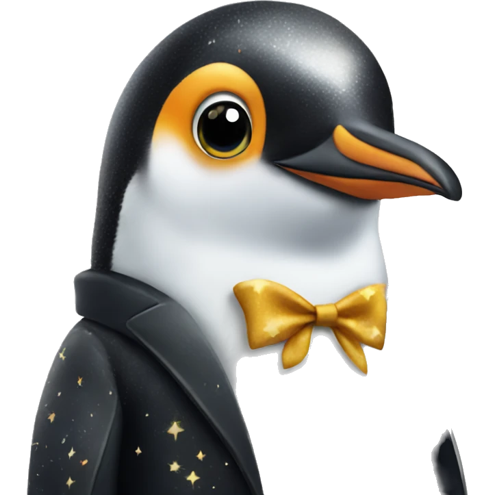 A penguin with peter pan suit and stars arround emoji