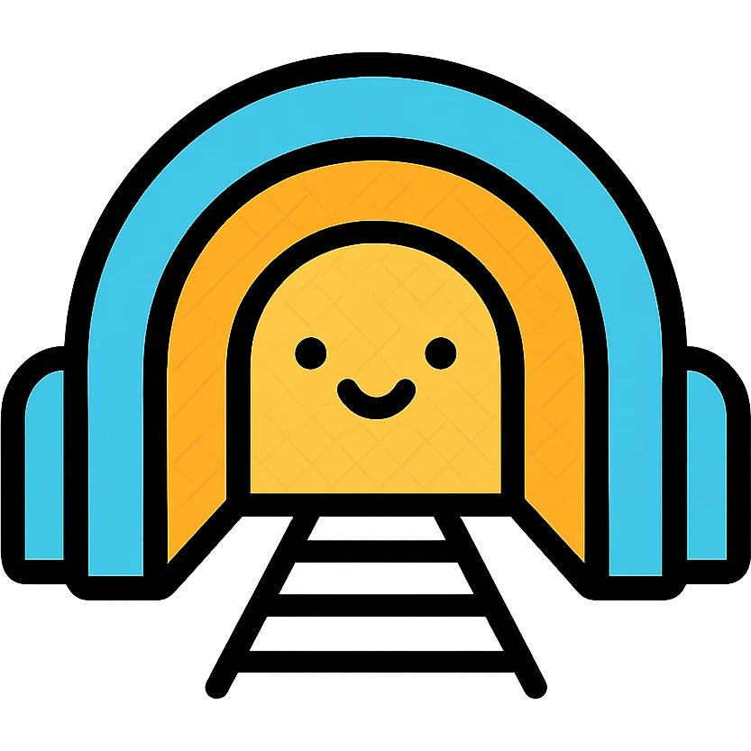 cute cartoon tunnel icon, rounded shapes, friendly appearance, modern icon style emoji