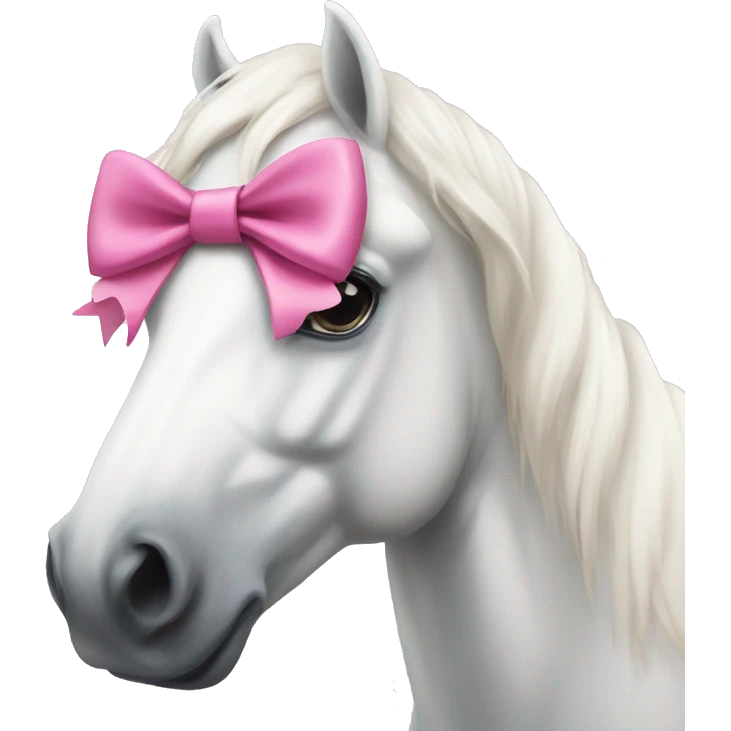 White horses face with pink bow emoji