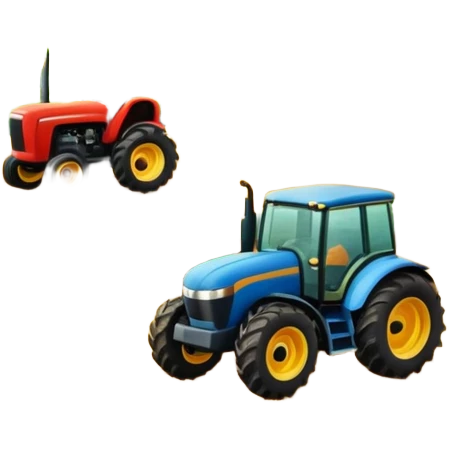farm with barn, tractor, and crops emoji