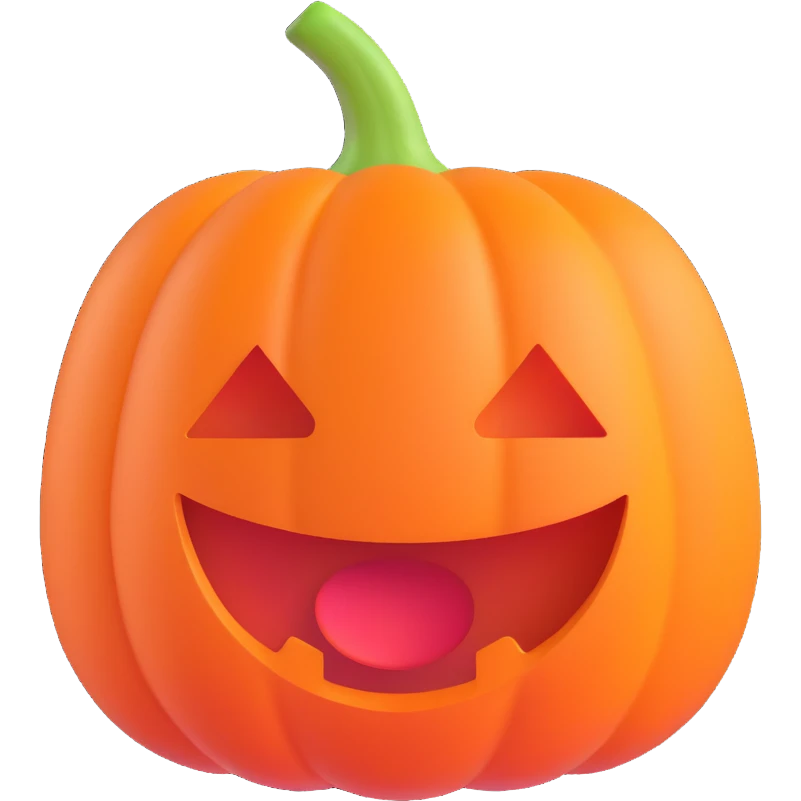 pumpkin, soft shading, rounded, playful look, 3D emoji style emoji