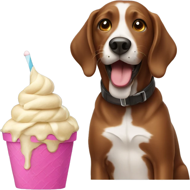  Brown dog eating ice cream  emoji