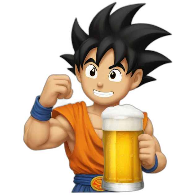 Goku tomando una cerveza emoji