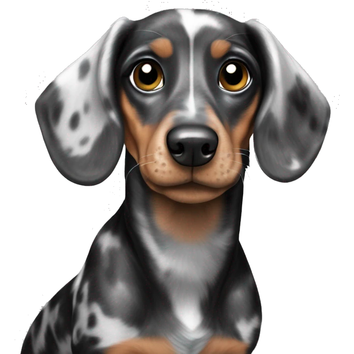 Black and silver merle mini dachshund  emoji