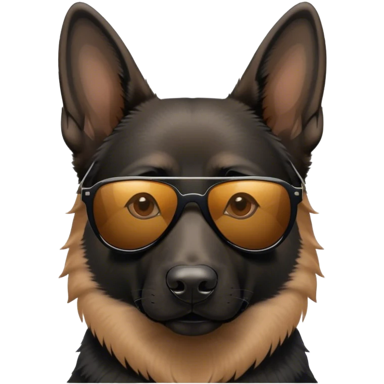 Black German shepherd wearing sunglasses emoji