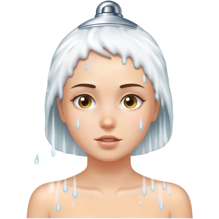 Girl in shower with mist emoji