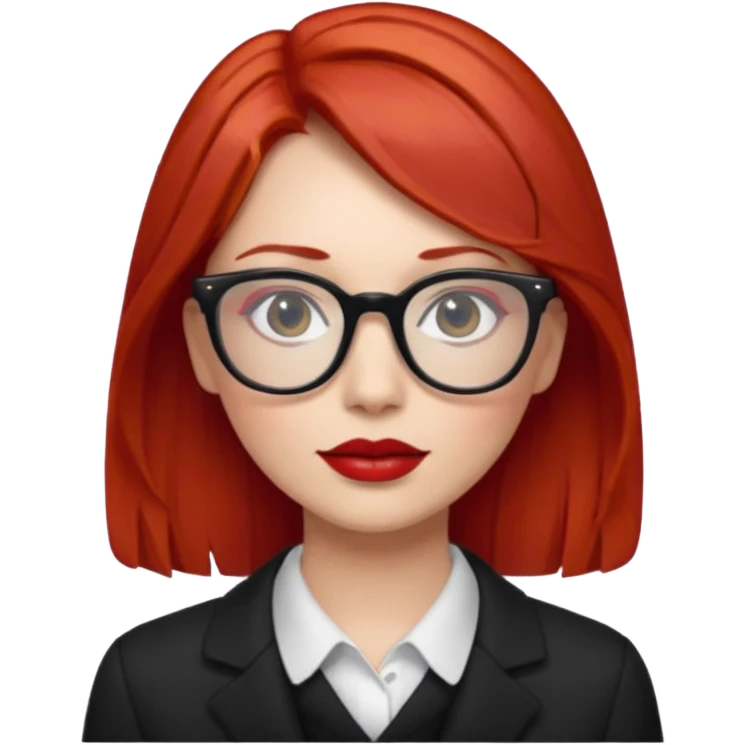 red hair with red lipstick and glasses emoji