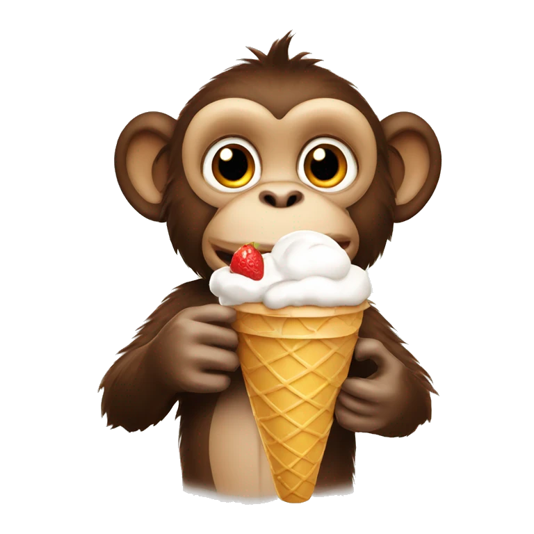 Monkey holding ice cream emoji