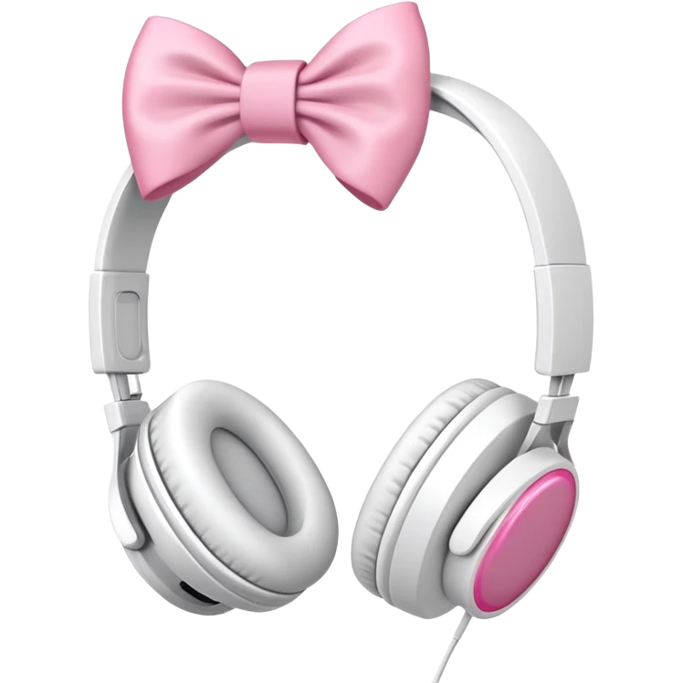 White headphones with pink bow emoji