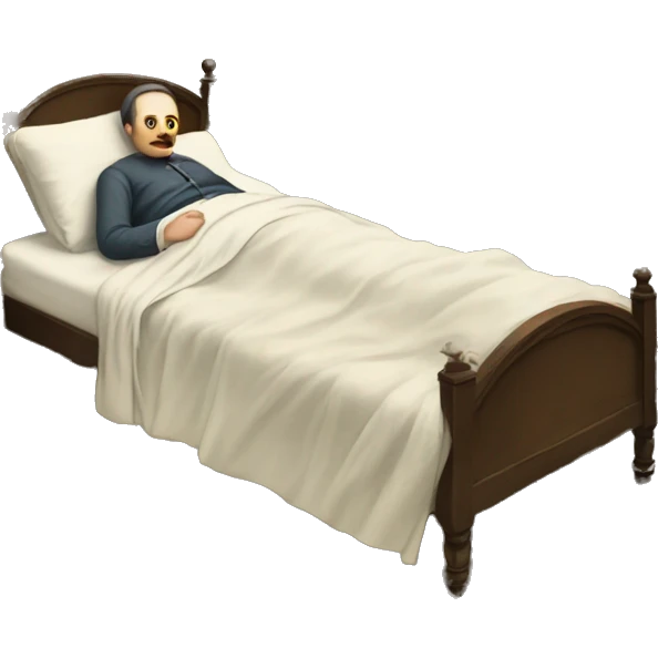A sick man on a bed in 1870 emoji