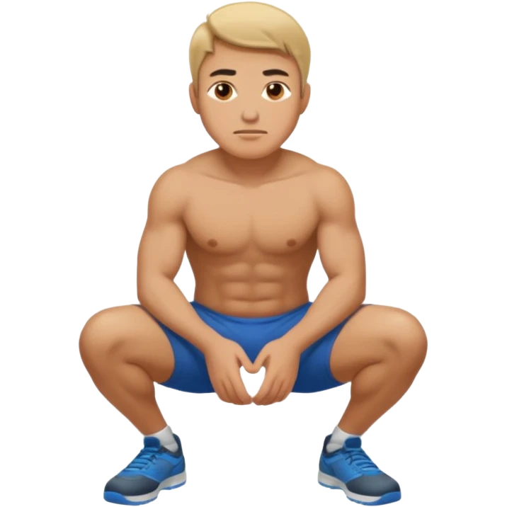 Make a normal wieght guy facing forward squatting emoji