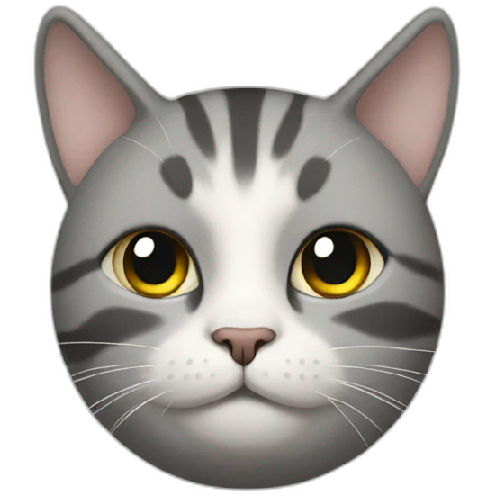a round-faced cat with a grey beehive and no pattern all over emoji