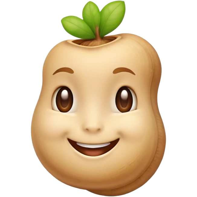cashew with happy face emoji