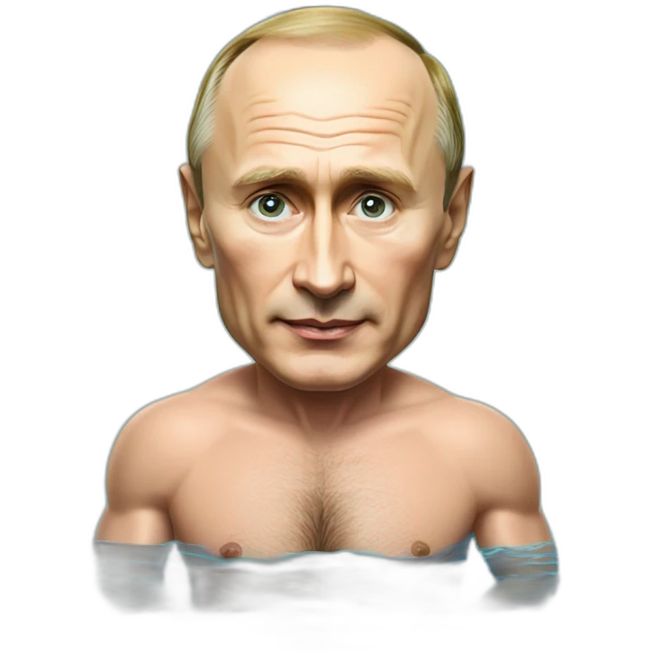 vladimir putin and éric zémour wearing a swimming trunk hyperrealistic emoji