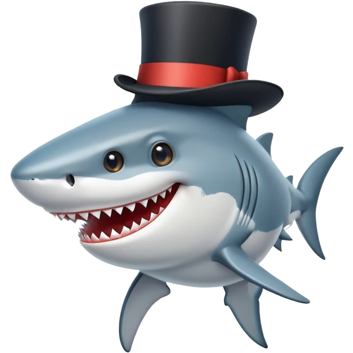 shark wearing a top hat emoji